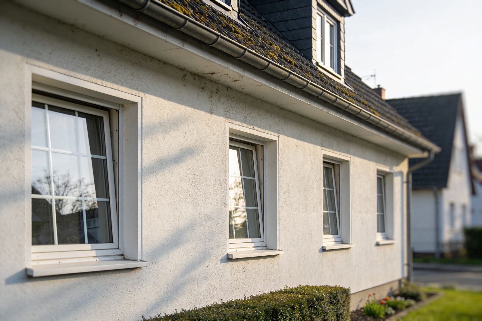 Einfamilienhaussiedlung mit Carports und Vorgärten