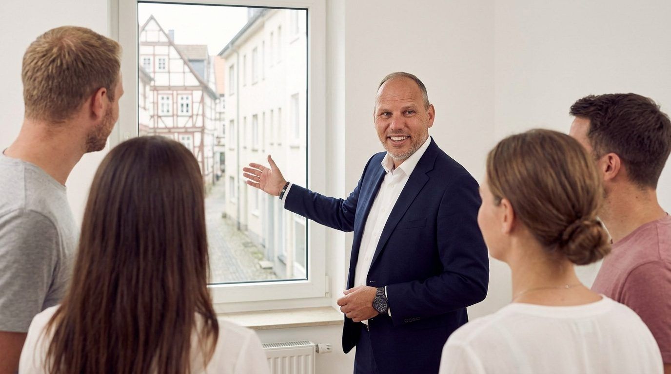 Oliver Martin von City Immobilienmakler bei der Besichtigung
