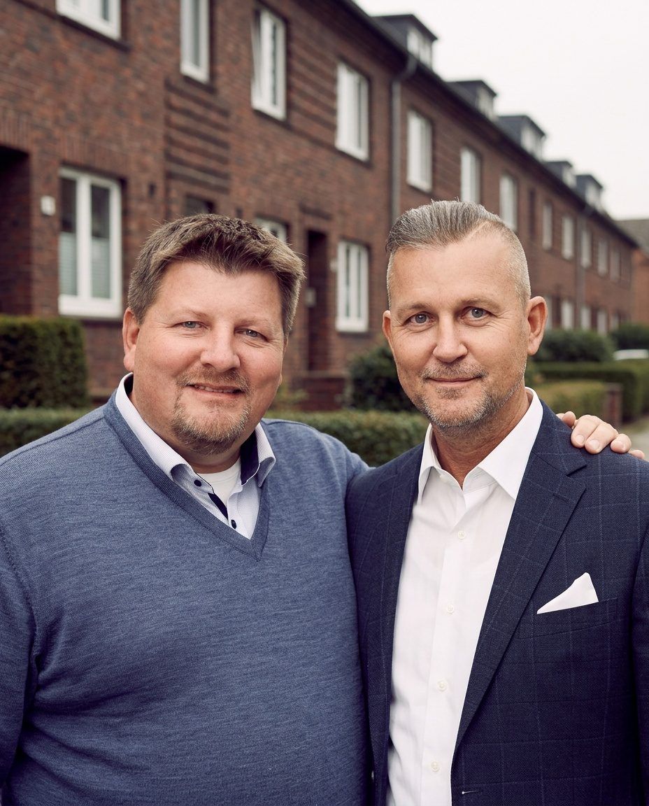 Henri Ehmke und Markus Meyer von City Immobilienmakler als Team vor Ort