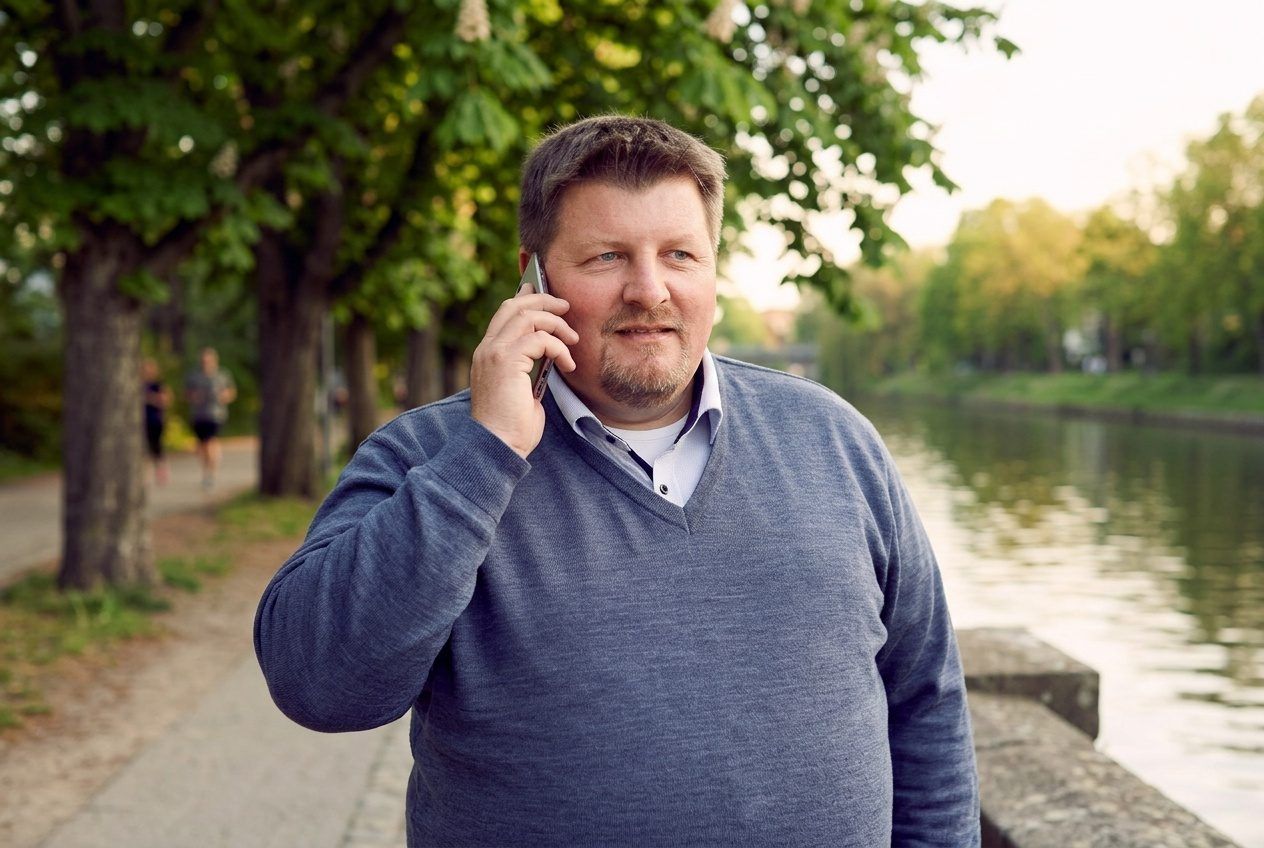 Markus Meyer von City Immobilienmakler im Telefonat unterwegs