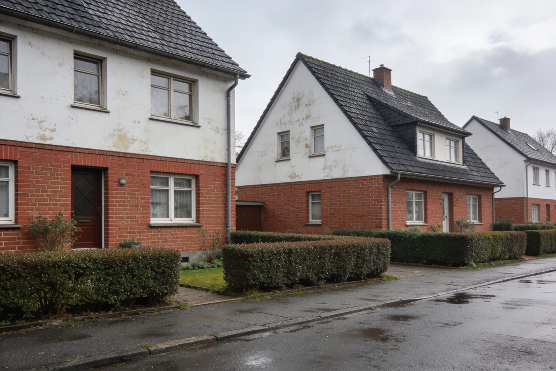 Einfamilienhaussiedlung mit Carports und Vorgärten