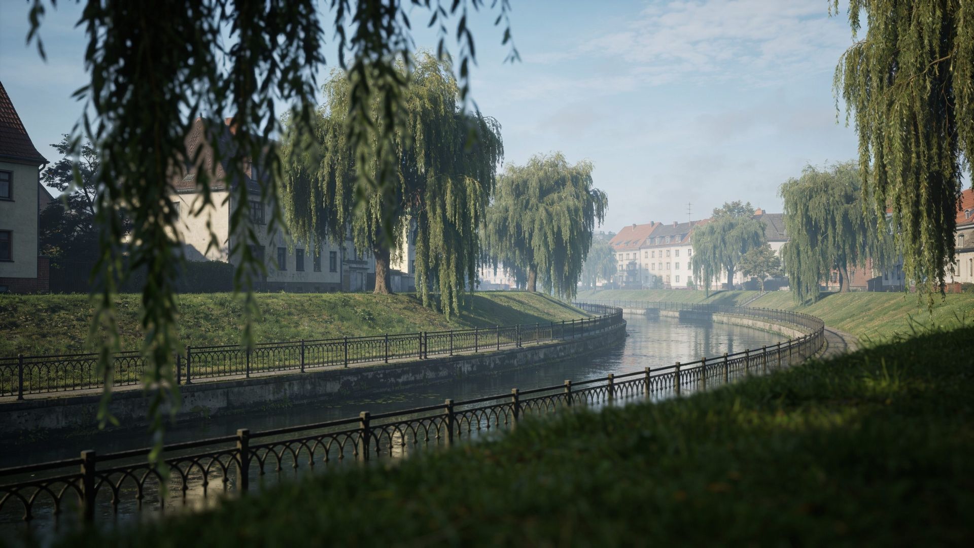Ringpark am Kanal mit Trauerweiden