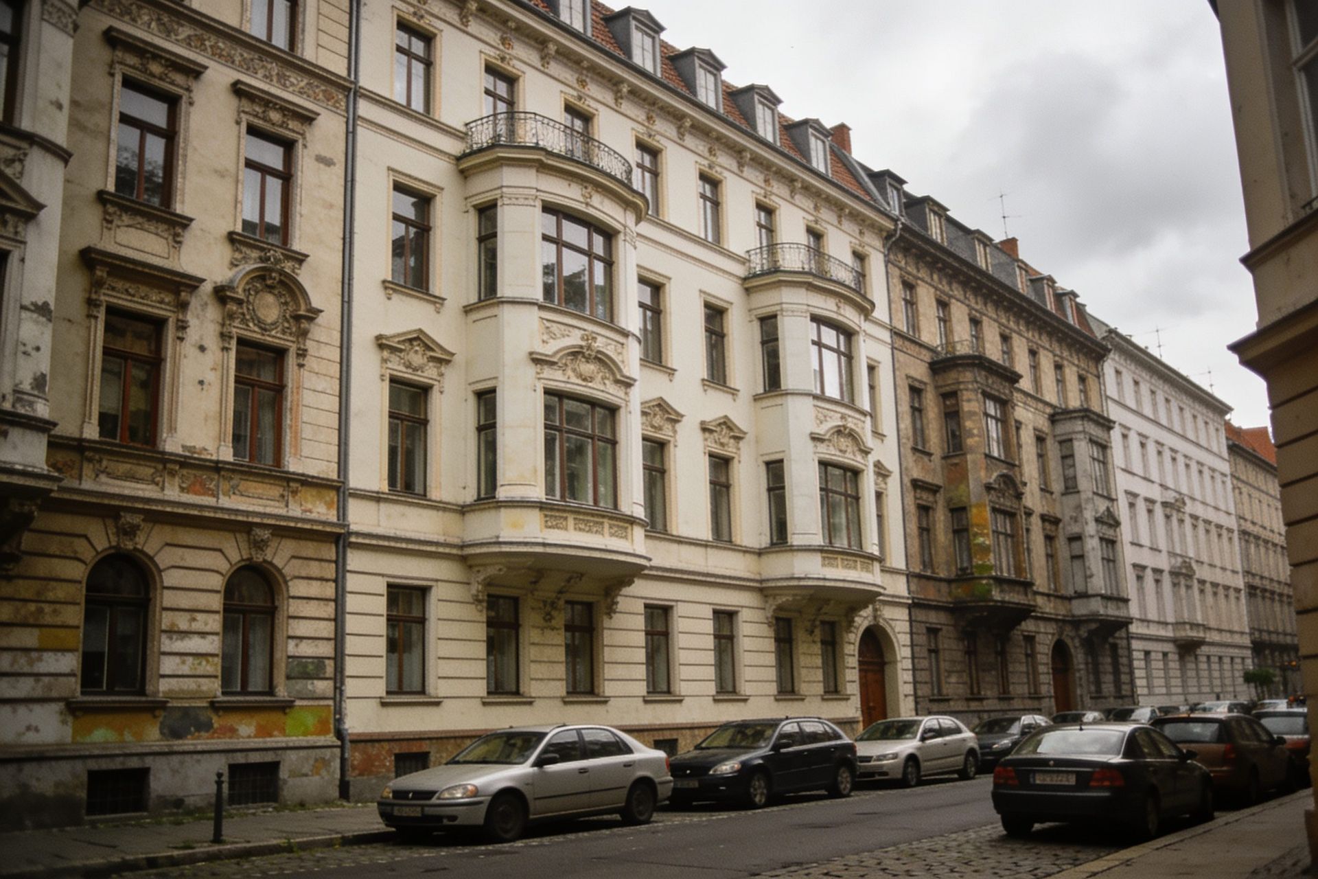 Gründerzeitlicher Straßenzug mit Stuckfassaden