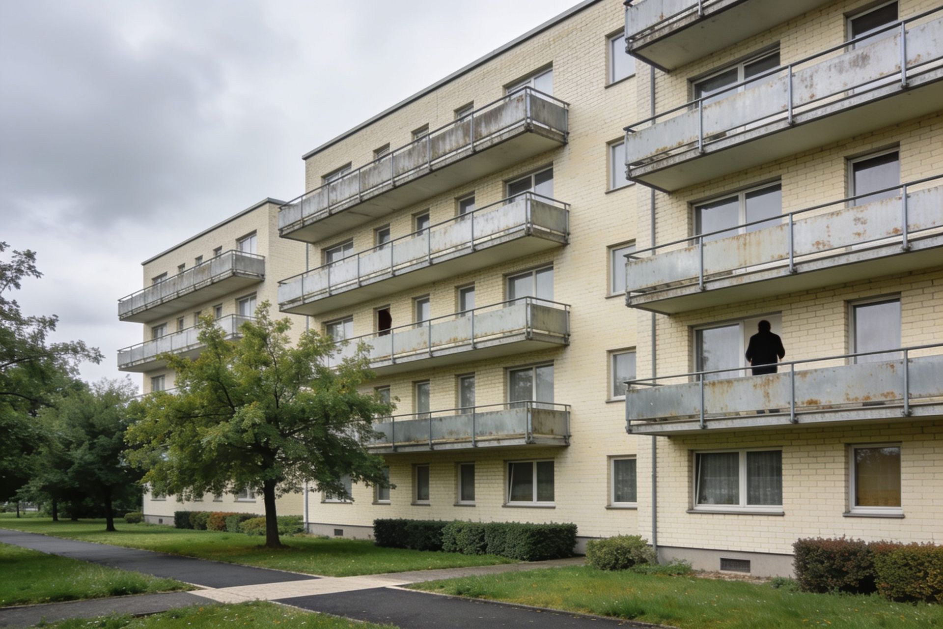 Wohnensemble der 1960er Jahre mit Balkonbändern
