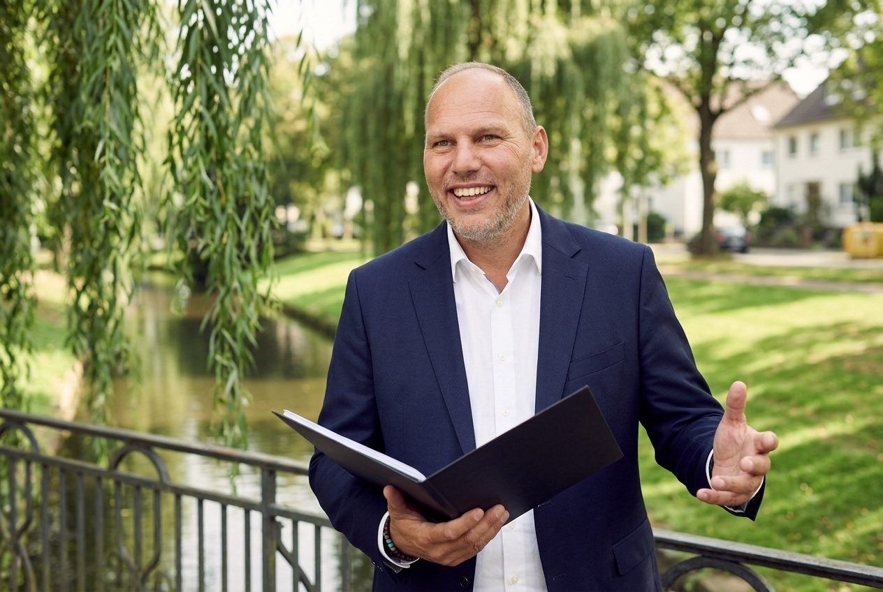 Oliver Martin von City Immobilienmakler beim Erläutern der Unterlagen