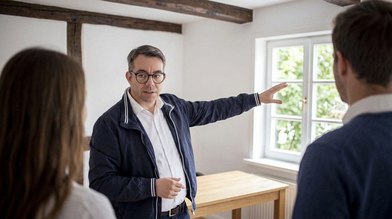 Benjamin Bricke von City Immobilienmakler bei der Besichtigung