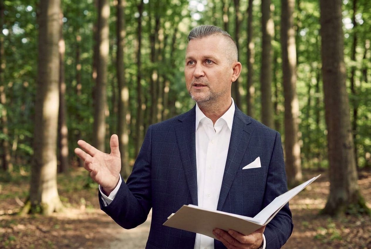 Henri Ehmke von City Immobilienmakler beim Erläutern der Unterlagen