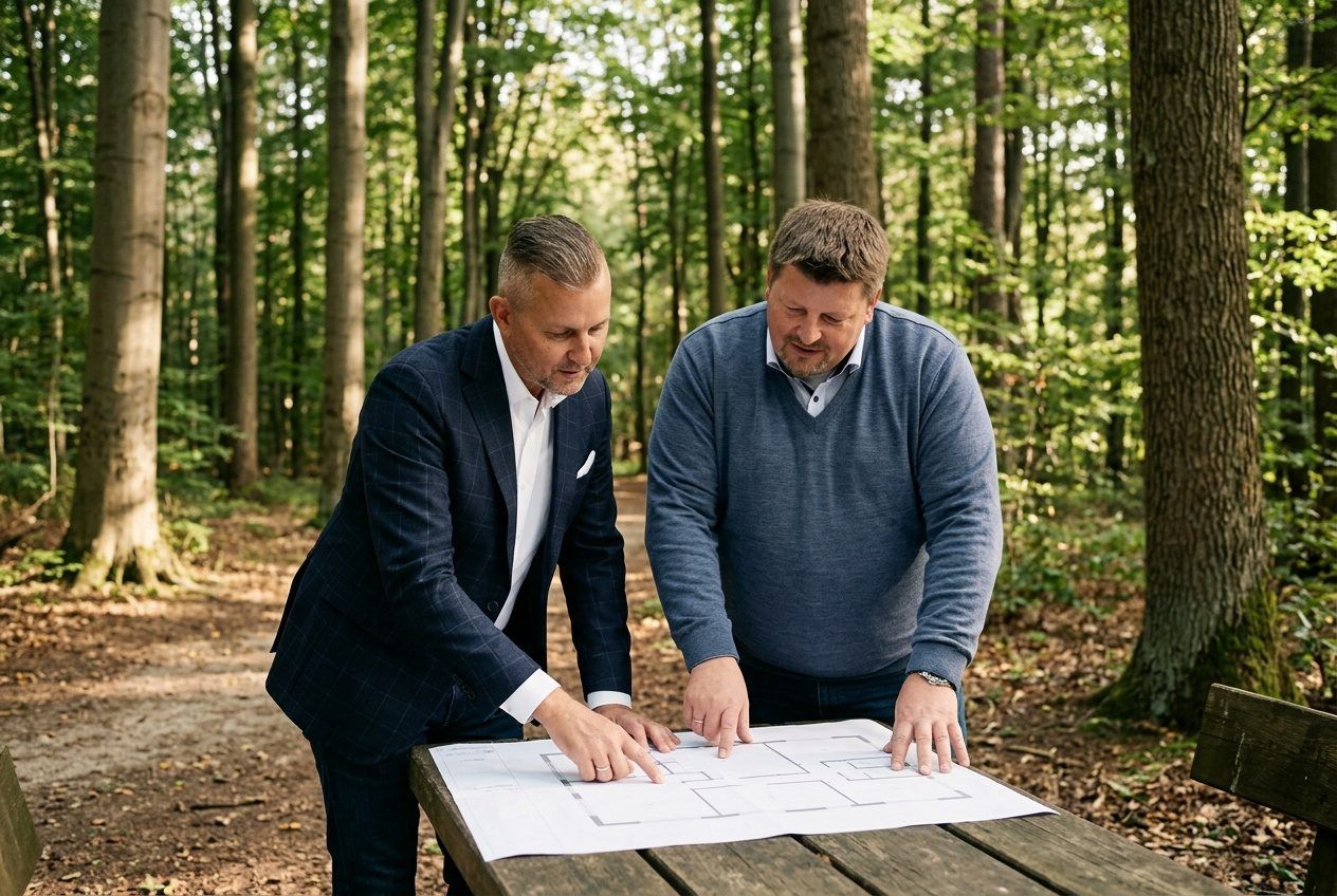 Henri Ehmke und Markus Meyer von City Immobilienmakler bei der Durchsicht der Unterlagen