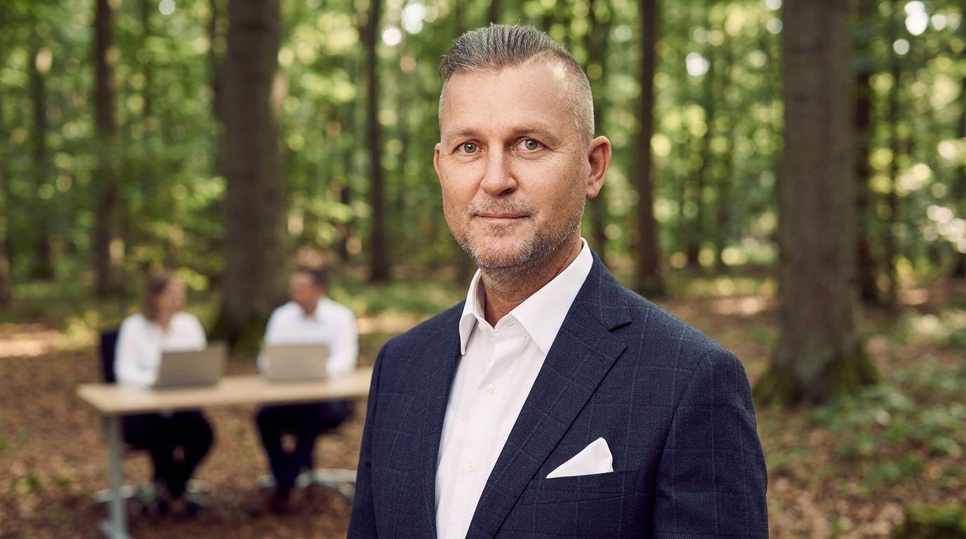 Henri Ehmke von City Immobilienmakler vor dem Büro