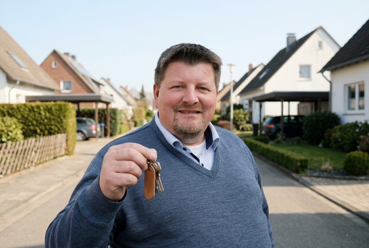 Markus Meyer von City Immobilienmakler bei der Schlüsselübergabe in Hannover