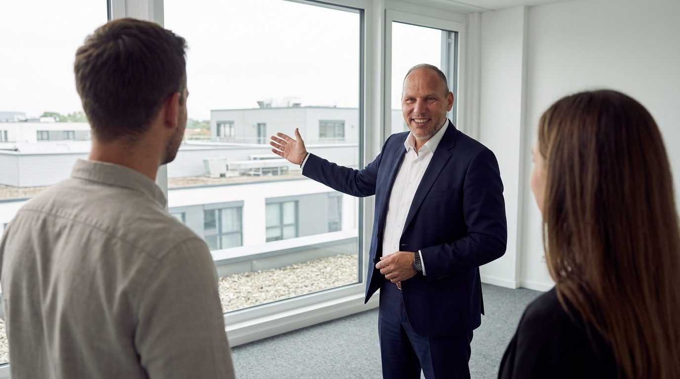 Oliver Martin von City Immobilienmakler bei der Besichtigung