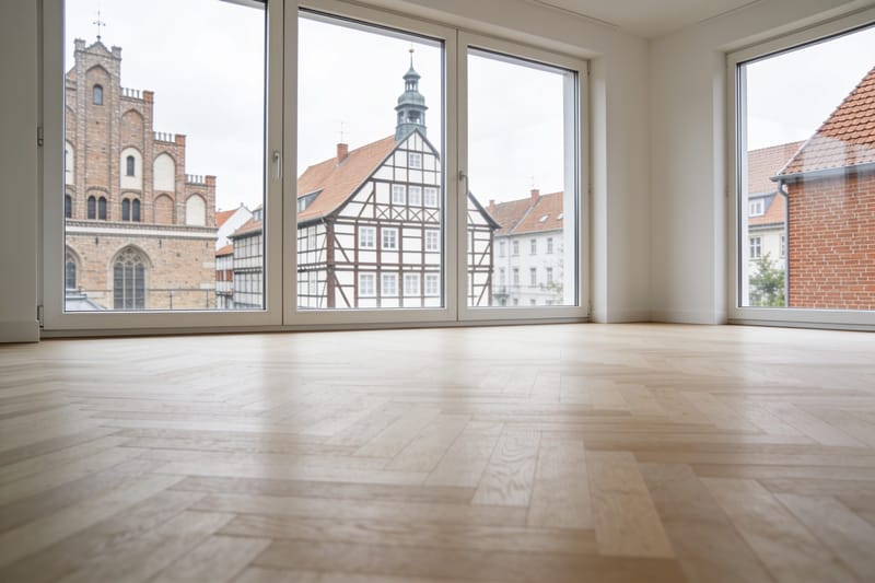 Neubau mit bodentiefen Fenstern und Balkonen