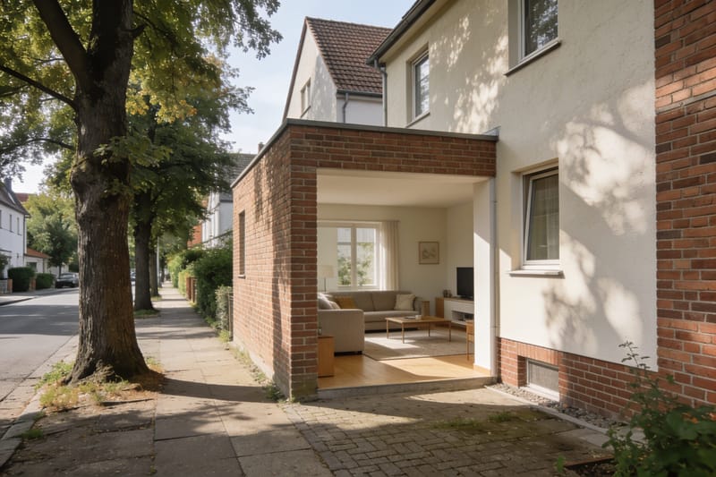 Aufgeräumter Wohnraum eines verkaufsbereiten Hauses