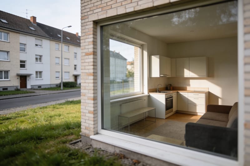Wohnhaus mit Mietwohnungen und Hauseingang