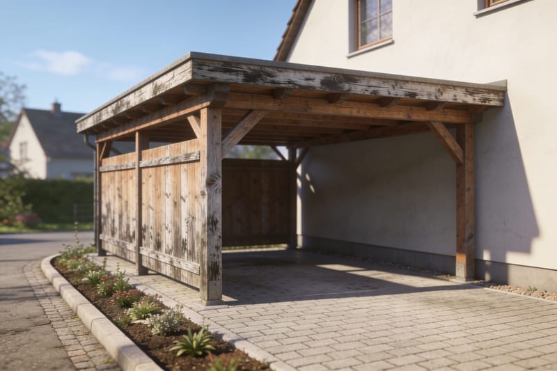 Carport an der Einfahrt
