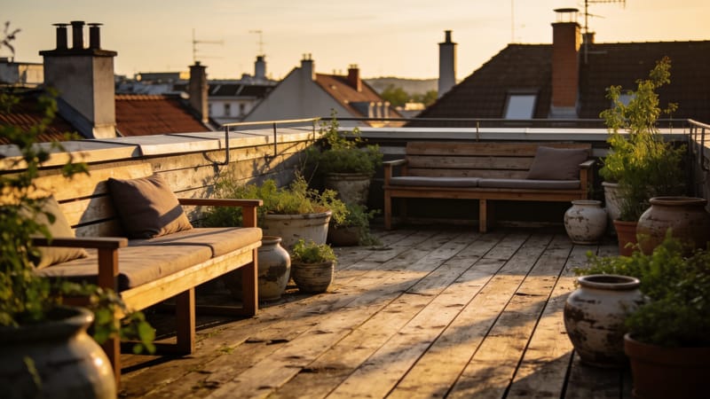 Dachterrasse über der Stadt