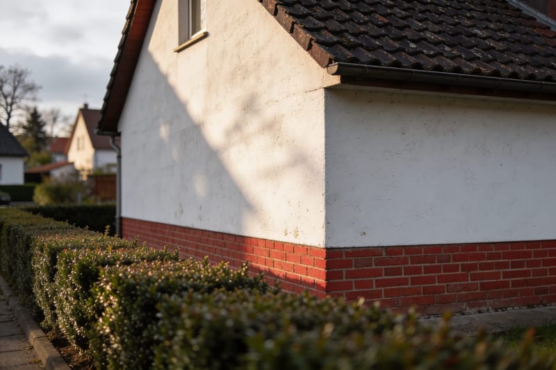 Einfamilienhaussiedlung mit Carports und Vorgärten