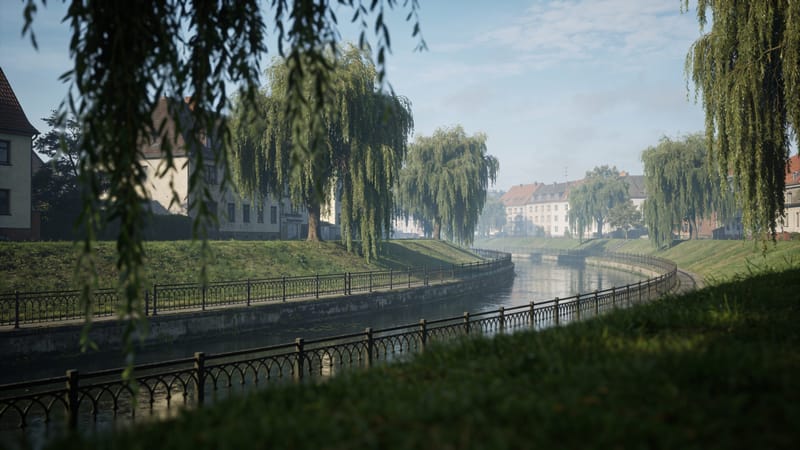 Ringpark am Kanal mit Trauerweiden