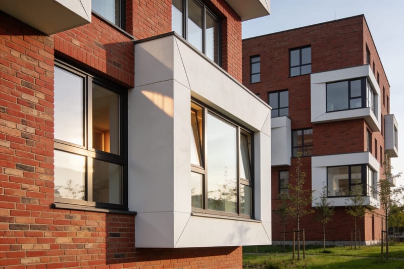 Neubauquartier mit bodentiefen Fenstern in Hannover