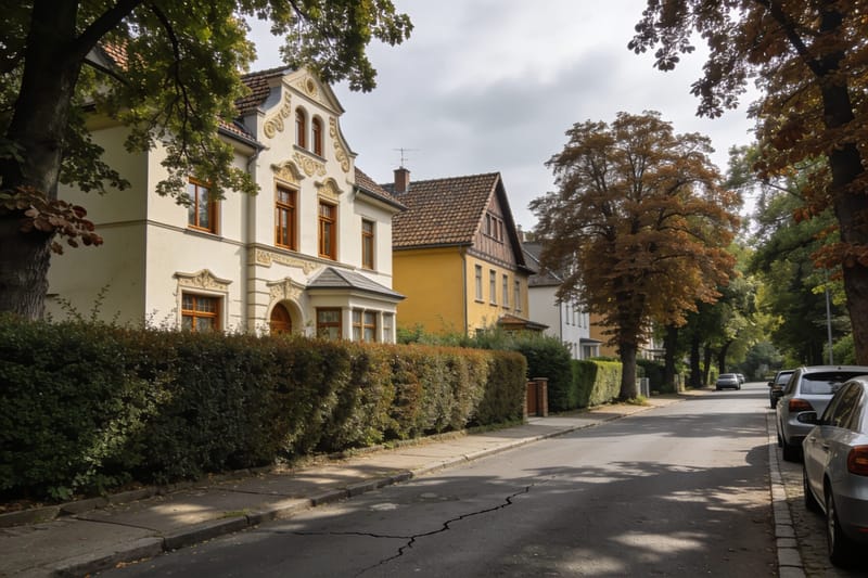Villenstraße mit alten Laubbäumen