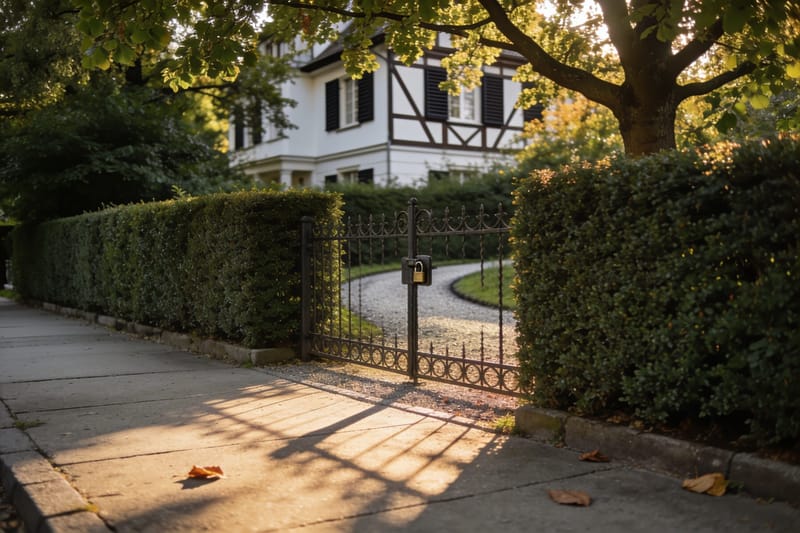 Villenstraße mit alten Laubbäumen