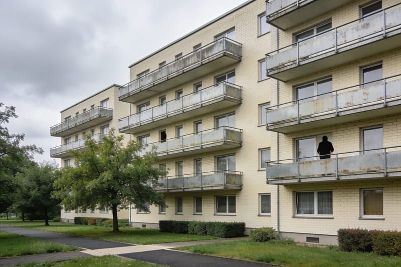 Wohnensemble der 1960er Jahre mit Balkonbändern