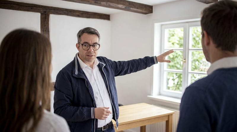 Benjamin Bricke von City Immobilienmakler bei der Besichtigung