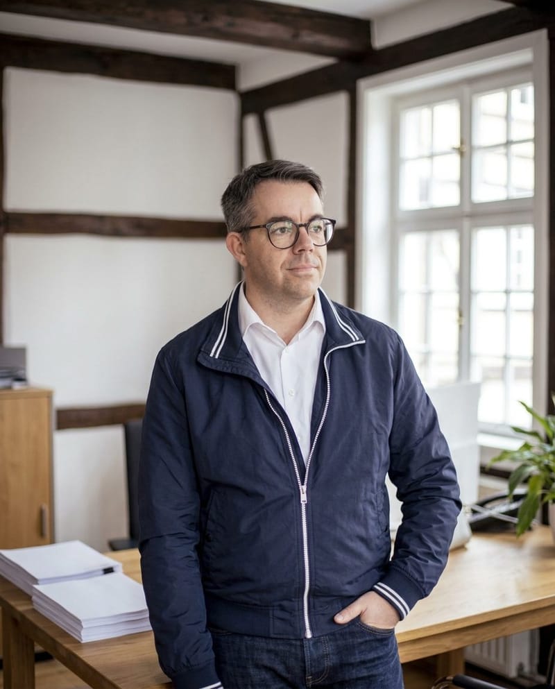 Benjamin Bricke von City Immobilienmakler im Büro