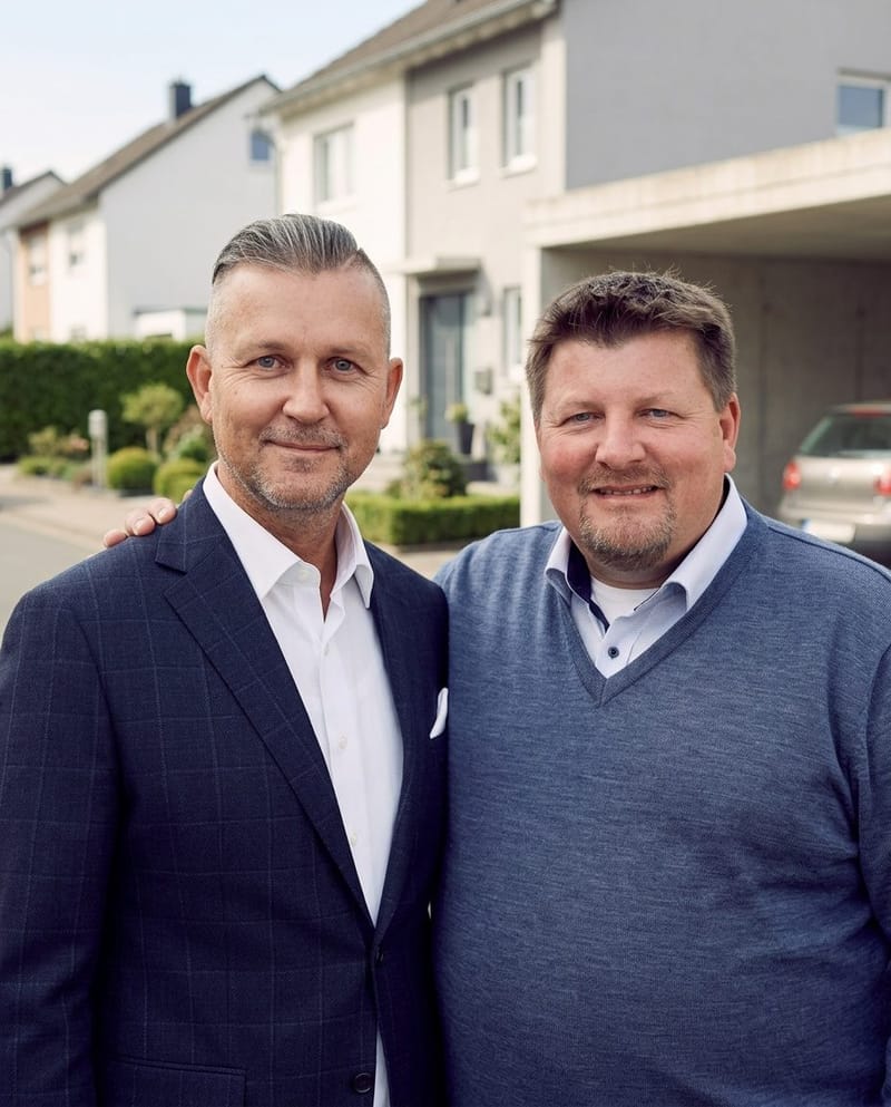 Henri Ehmke und Markus Meyer von City Immobilienmakler als Team vor Ort