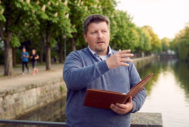 Markus Meyer von City Immobilienmakler beim Erläutern der Unterlagen