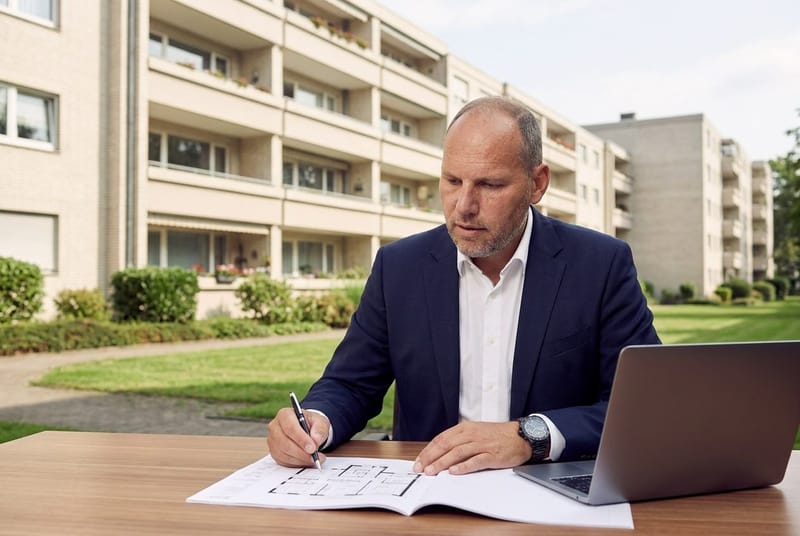 Oliver Martin von City Immobilienmakler am Schreibtisch in Wolfsburg